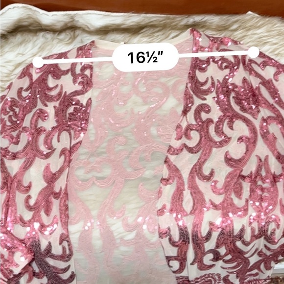 Elegant Pink Sequined Duster - Picture 8 of 8